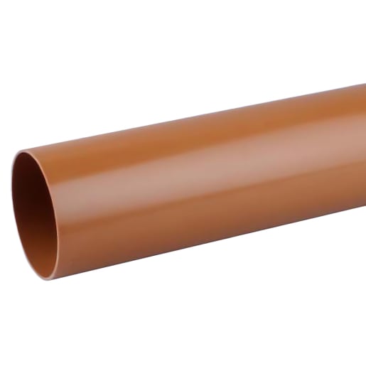 OsmaDrain Plain Ended Pipe 3m x 160mm Brown
