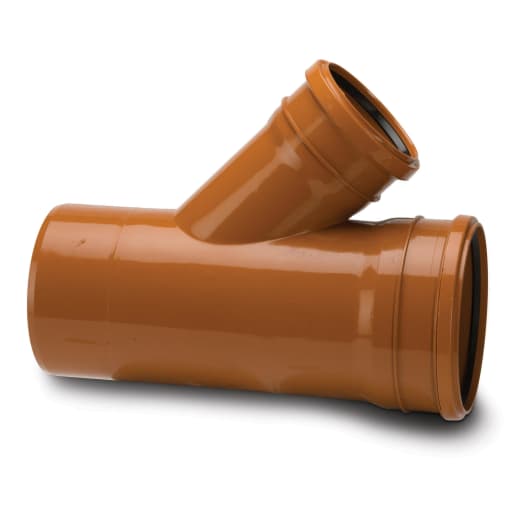 Polypipe Drain 45° Double Socket Unequal Junction 160mm Terracotta