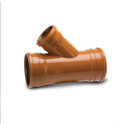 Polypipe Drain 45° Triple Socket Unequal Junction 160mm Terracotta