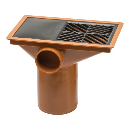 Polypipe Drain Square Hopper with Grid 110mm Terracotta