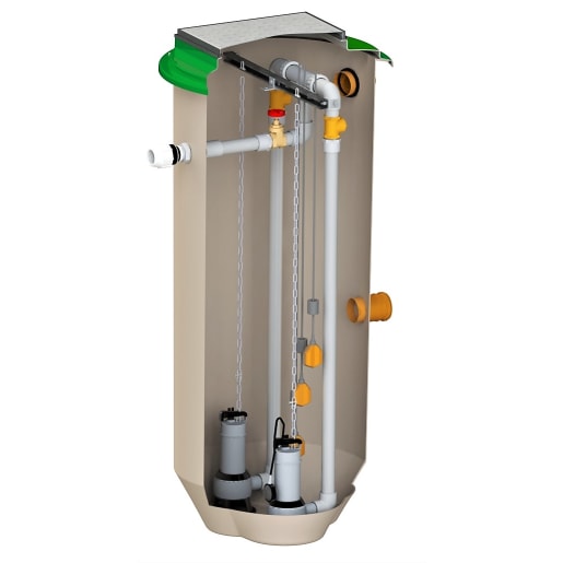 Klargester Domestic Pumping Station Single Sewage Pump Chamber 1600L